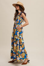 Load image into Gallery viewer, Womens Mix Blue Smocked Maxi Dress with Side Pockets
