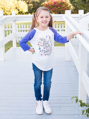 Girls Blue and White 3-4 Sleeve Shirt