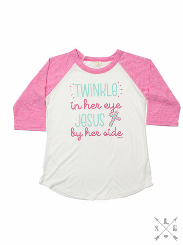 Girls Pink and White Half Sleeve Shirt